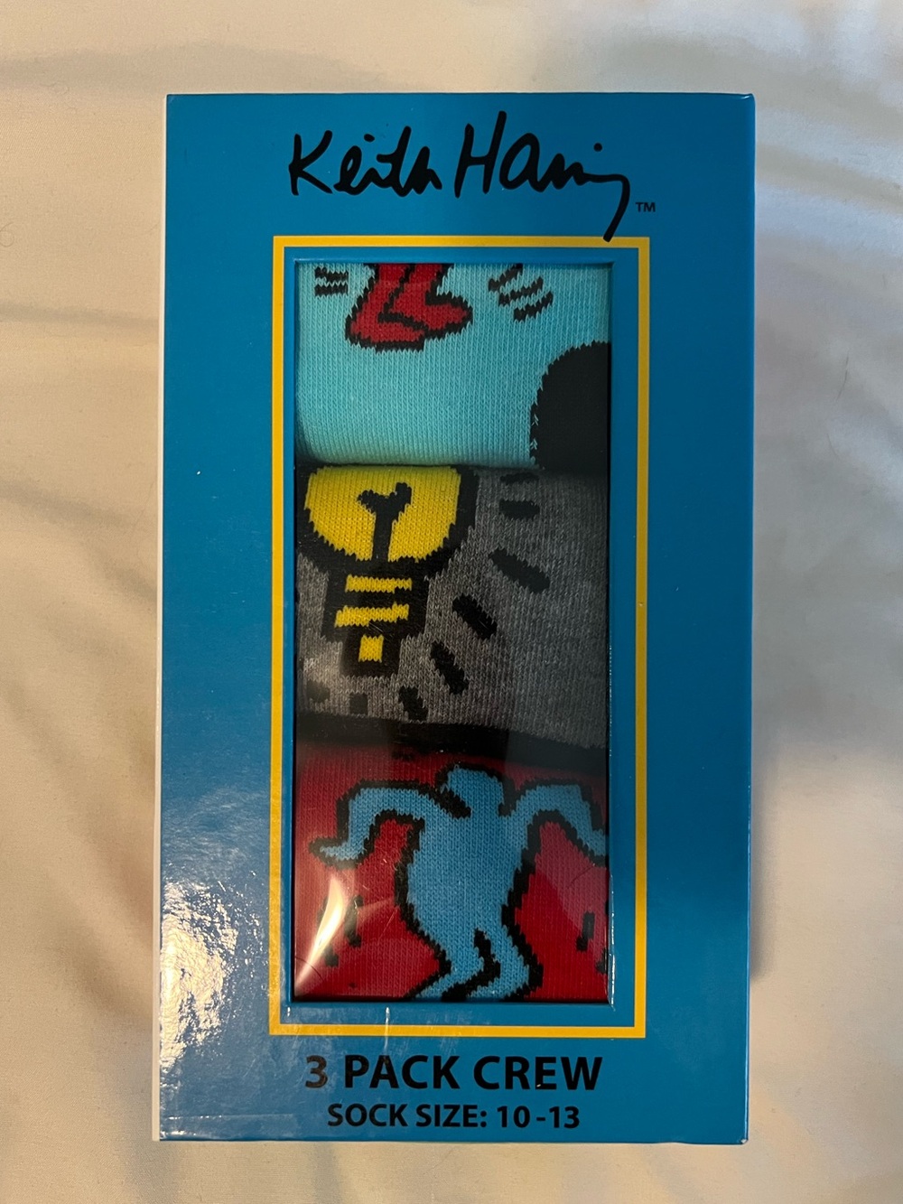 Keith Haring 🧦🩵❤️💛🖤 3-Pack Crew Socks - Bright Multi Colors